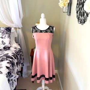 Pretty in pink with black lace accents